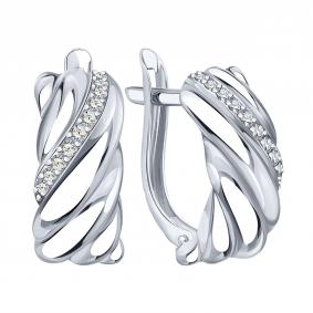 Серьги из белого золота Karatov Т30202Г361 с фианитом Т30202Г361 фото