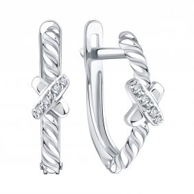 Серьги из белого золота Karatov Т30202Е140 с фианитом Т30202Е140 фото