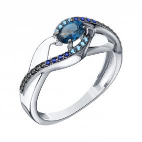 Кольцо из белого золота Karatov Т30301Д686 с топазом, фианитом и Лондон топазом Т30301Д686 фото