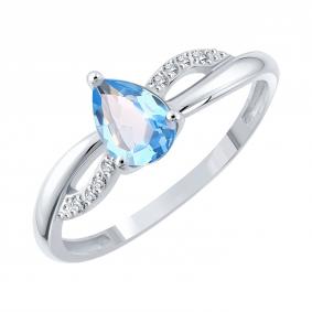 Кольцо из белого золота Karatov Т30301Д929 с топазом и фианитом Т30301Д929 фото