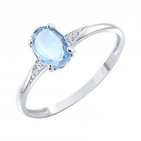 Кольцо из белого золота Karatov Т30301Д931 с топазом и фианитом Т30301Д931 фото