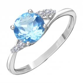 Кольцо из белого золота Karatov Т30301Д959 с топазом и фианитом Т30301Д959 фото