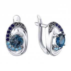 Серьги из белого золота Karatov Т30302Г972 с топазом и фианитом Т30302Г972 фото