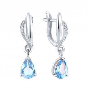 Серьги из белого золота Karatov Т30302Е256 с топазом и фианитом Т30302Е256 фото