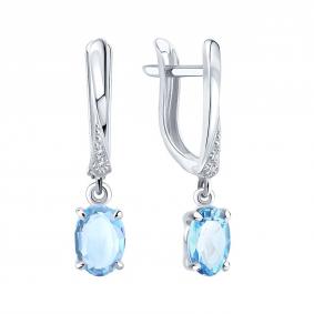 Серьги из белого золота Karatov Т30302Е258 с топазом и фианитом Т30302Е258 фото