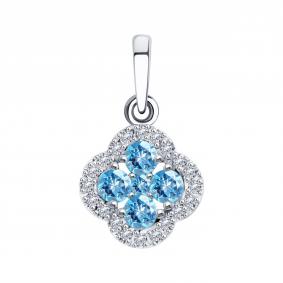 Подвеска из белого золота Karatov Т303036447 с топазом и фианитом Т303036447 фото