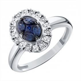 Кольцо из белого золота Karatov Т30561Д806 с бриллиантом и сапфиром Т30561Д806 фото