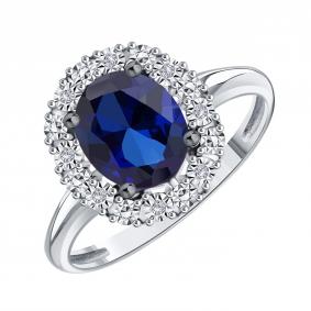 Кольцо из белого золота Karatov Т30561Д817-01-02 с бриллиантом и сапфиром Т30561Д817-01-02 фото