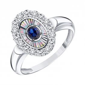 Кольцо из белого золота Karatov Т30561Д981-01-02 с бриллиантом и сапфиром Т30561Д981-01-02 фото