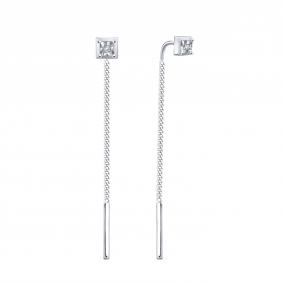 Серьги из белого золота Karatov Т30562В296 с бриллиантом Т30562В296 фото