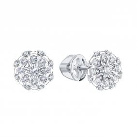 Серьги из белого золота Karatov Т30562В494 с бриллиантом Т30562В494 фото