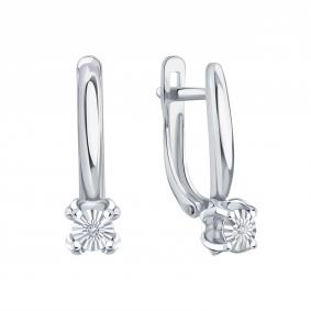 Серьги из белого золота Karatov Т30562В615 с бриллиантом Т30562В615 фото