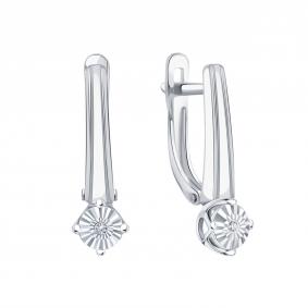 Серьги из белого золота Karatov Т30562В617 с бриллиантом Т30562В617 фото