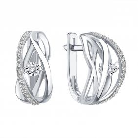 Серьги из белого золота Karatov Т30562В952-01 с бриллиантом Т30562В952-01 фото