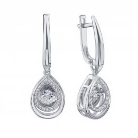 Серьги из белого золота Karatov Т30562Г997 с бриллиантом Т30562Г997 фото