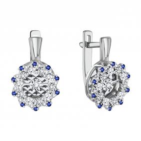 Серьги из белого золота Karatov Т30562Е007 с бриллиантом и сапфиром Т30562Е007 фото