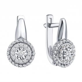 Серьги из белого золота Karatov Т30562Е018 с бриллиантом Т30562Е018 фото