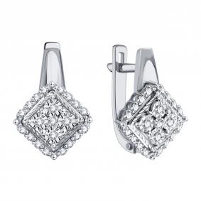 Серьги из белого золота Karatov Т30562Е020 с бриллиантом Т30562Е020 фото