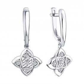 Серьги из белого золота Karatov Т30562Е048 с бриллиантом Т30562Е048 фото