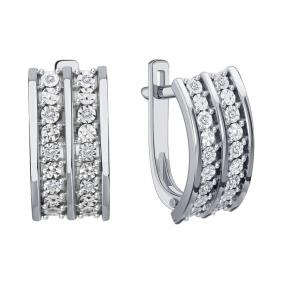 Серьги из белого золота Karatov Т30562Е060 с бриллиантом Т30562Е060 фото