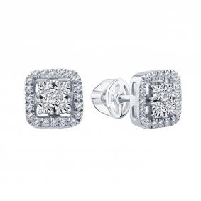 Серьги из белого золота Karatov Т30562Е064 с бриллиантом Т30562Е064 фото