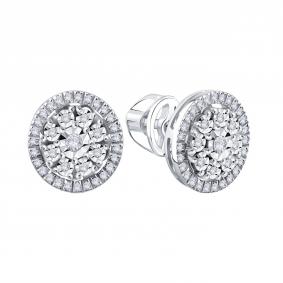 Серьги из белого золота Karatov Т30562Е066 с бриллиантом Т30562Е066 фото