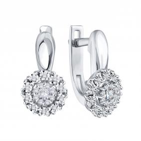 Серьги из белого золота Karatov Т30562Е067 с бриллиантом Т30562Е067 фото