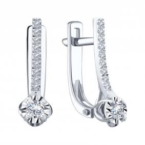 Серьги из белого золота Karatov Т30562Е118 с бриллиантом Т30562Е118 фото