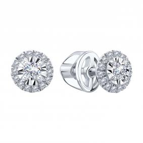 Серьги из белого золота Karatov Т30562Е119 с бриллиантом Т30562Е119 фото