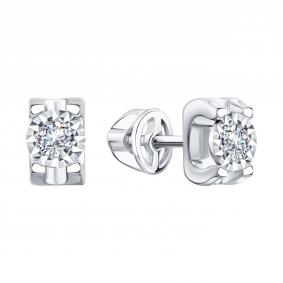 Серьги из белого золота Karatov Т30562Е169 с бриллиантом Т30562Е169 фото