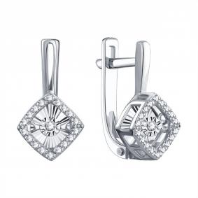 Золотые серьги из белого золота Karatov с танцующим бриллиантом Т30562Е197 Т30562Е197 фото