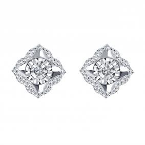 Серьги из белого золота Karatov Т30562Е246 с бриллиантом Т30562Е246 фото