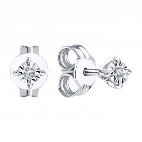 Серьги из белого золота Karatov Т30562Е300 с бриллиантом Т30562Е300 фото