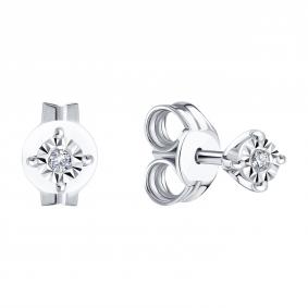 Серьги из белого золота Karatov Т30562Е301 с бриллиантом Т30562Е301 фото