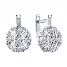 Серьги из белого золота Karatov Т30562Е305 с бриллиантом Т30562Е305 фото