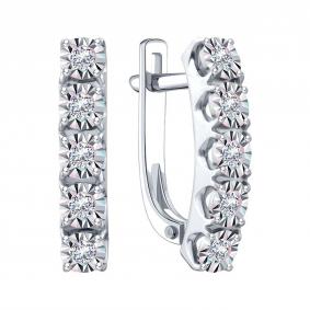 Серьги из белого золота Karatov Т30562Е309 с бриллиантом Т30562Е309 фото