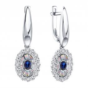 Серьги из белого золота Karatov Т30562Е329-01-02 с бриллиантом и сапфиром Т30562Е329-01-02 фото
