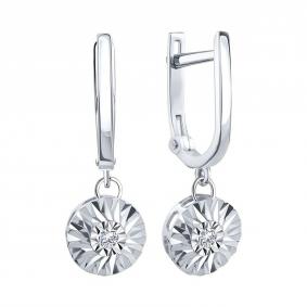 Серьги из белого золота Karatov Т30562Е408 с бриллиантом Т30562Е408 фото