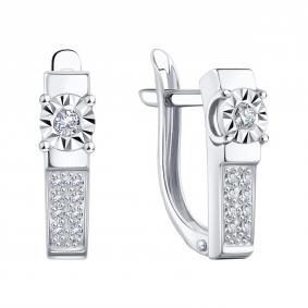 Серьги из белого золота Karatov Т30562Е425 с бриллиантом Т30562Е425 фото