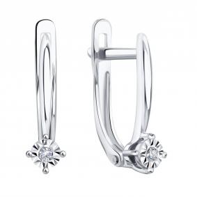 Серьги из белого золота Karatov Т30562Е426 с бриллиантом Т30562Е426 фото