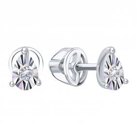 Серьги из белого золота Karatov Т30562Е523 с бриллиантом Т30562Е523 фото