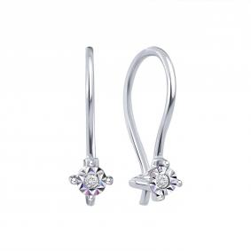 Серьги из белого золота Karatov Т30562Е607 с бриллиантом Т30562Е607 фото