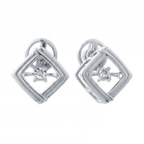 Золотые серьги из белого золота Karatov с танцующим бриллиантом Т30562Е616 Т30562Е616 фото