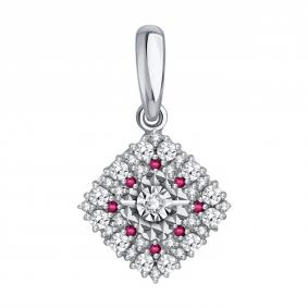 Подвеска из белого золота Karatov Т305636261 с бриллиантом и рубином Т305636261 фото