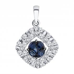 Подвеска из белого золота Karatov Т305636295 с бриллиантом и сапфиром Т305636295 фото