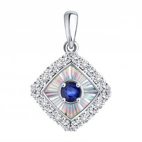 Подвеска из белого золота Karatov Т305636359-01-02 с бриллиантом и сапфиром Т305636359-01-02 фото