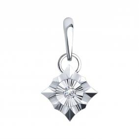Подвеска из белого золота Karatov Т305636394 с бриллиантом Т305636394 фото