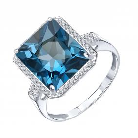 Кольцо из белого золота Karatov Т30601Б486-01 с бриллиантом и Лондон топазом Т30601Б486-01 фото
