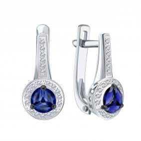 Серьги из белого золота Karatov Т30602В337 с бриллиантом и сапфиром Т30602В337 фото