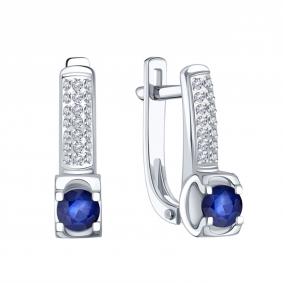 Серьги из белого золота Karatov Т30602В647-01-02 с бриллиантом и сапфиром Т30602В647-01-02 фото